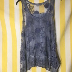 Grey lace tank